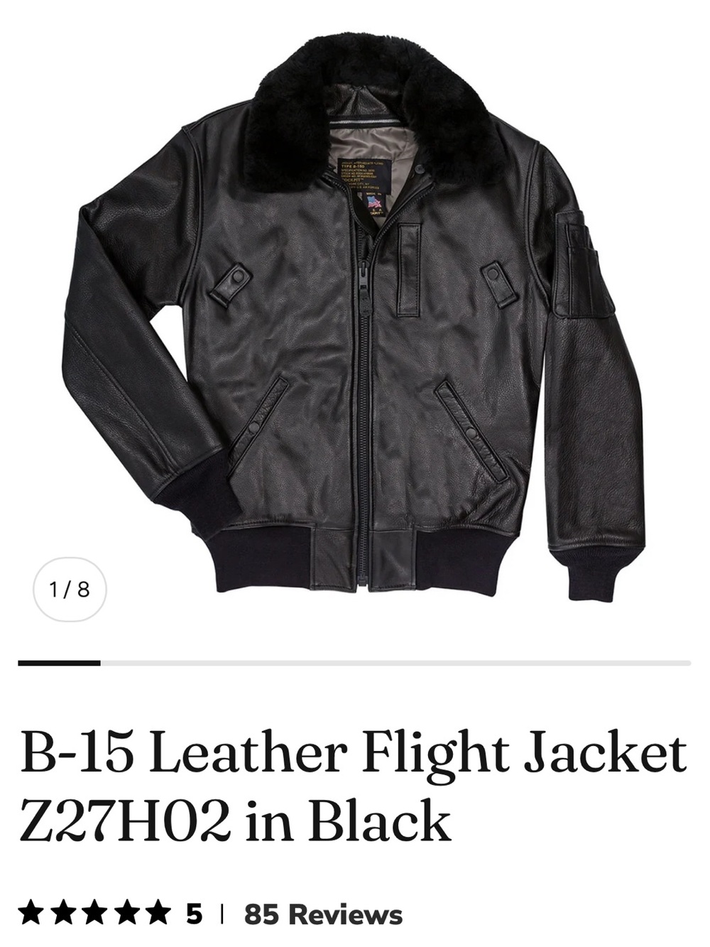 Cockpit B-15 Leather Jacket in Black